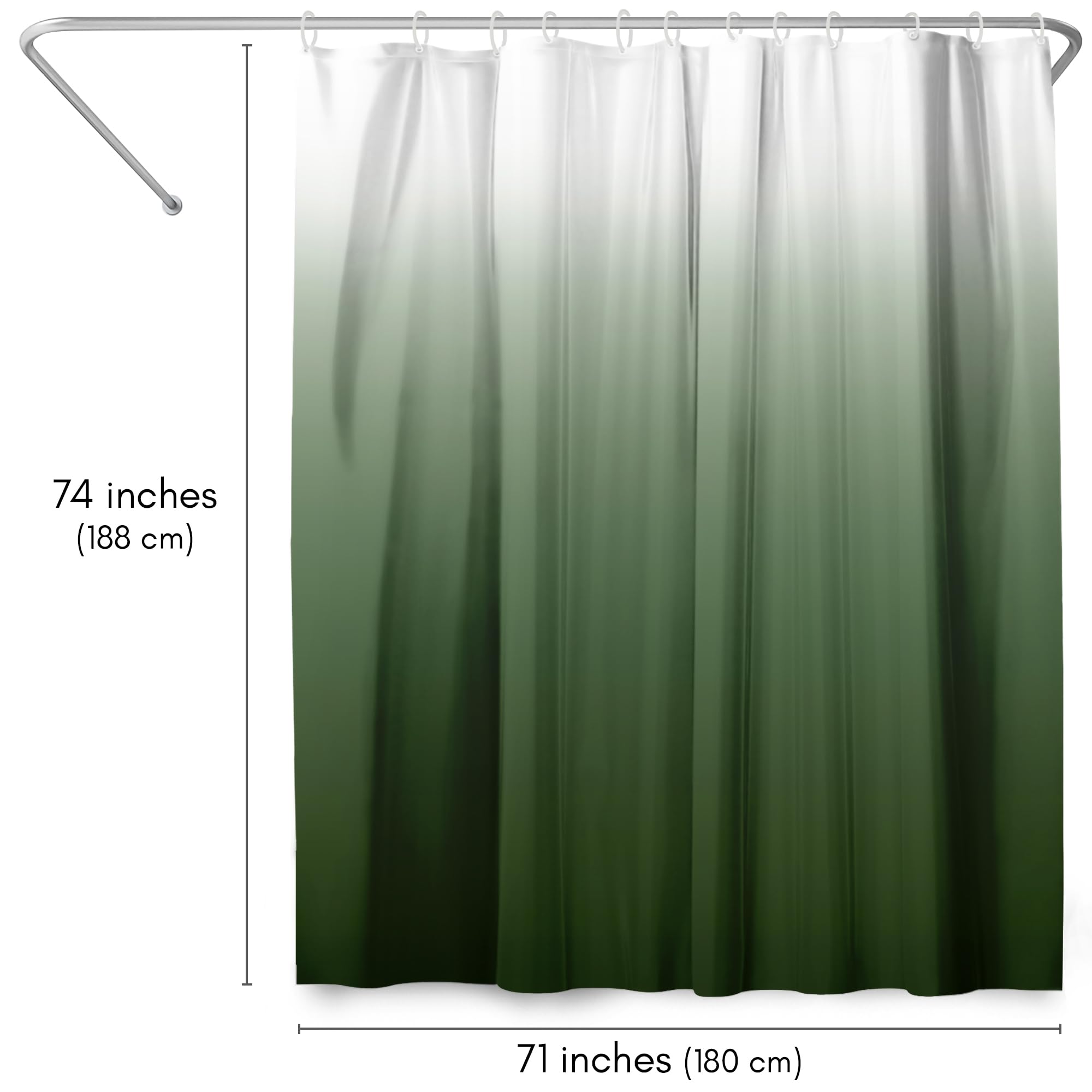 Americanflat 71X74 Green Ombre Shower Curtain - 100% Polyester Shower Curtain - Water-Resistant Bath Curtain With Metal Grommets
